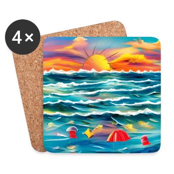 L’été avec les parents au bord de la mer - Dessous de verre (lot de 4) - blanc - Devant