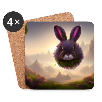 Osterhase_02 - Dessous de verre (lot de 4) - blanc - Devant