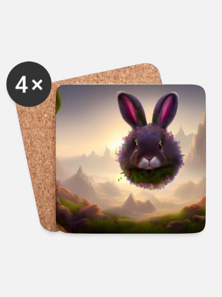 Osterhase_02 - Untersetzer (4er-Set) - Weiß