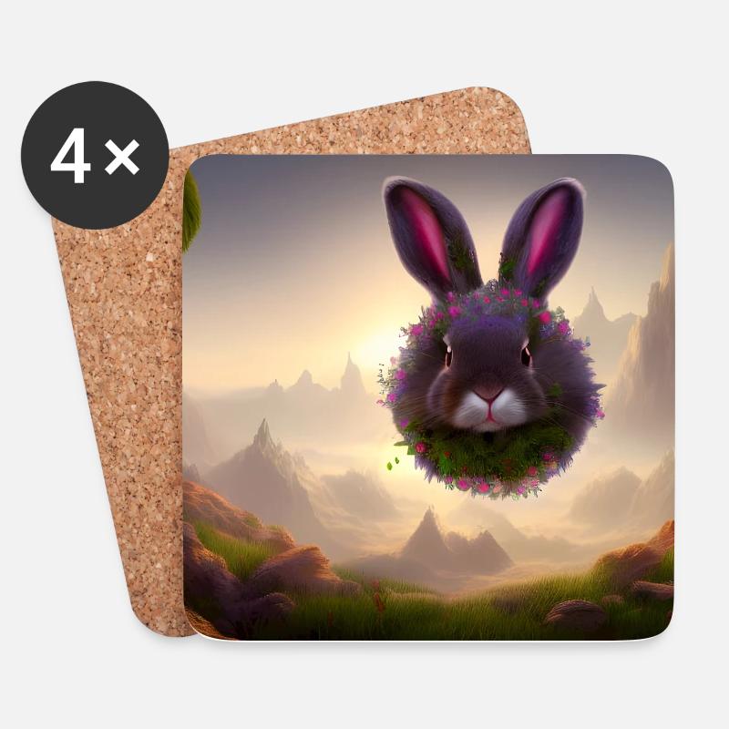 Osterhase_02 - Untersetzer (4er-Set) - Weiß