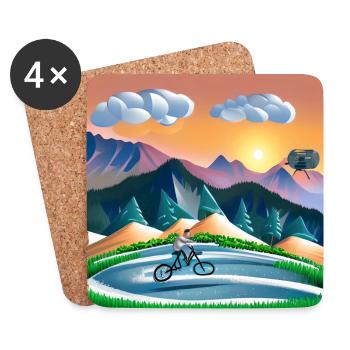 bicycle in sunny mountains - Coasters (set of 4) - white - Front
