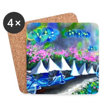 bicycle in spring mountains - Coasters (set of 4) - white - Front