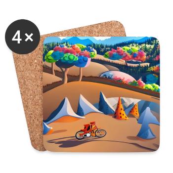 bike in sunny mountains - Coasters (set of 4) - white - Front