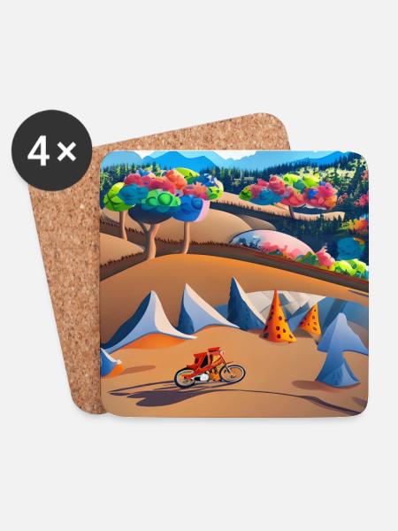 bike in sunny mountains - Coasters (set of 4) - white