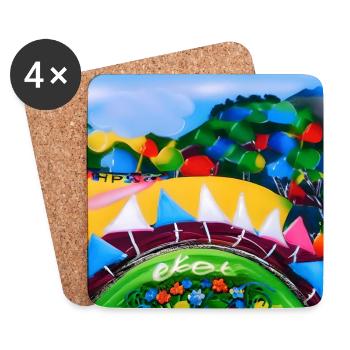 Kind mit dem Pastellrad in den Bergen während der SU - Untersetzer (4er-Set) - Weiß - Vorne