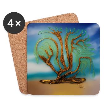 Alter Baum im Sommer - Untersetzer (4er-Set) - Weiß - Vorne