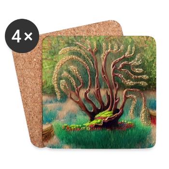 vieil arbre à Pâques - Dessous de verre (lot de 4) - blanc - Devant