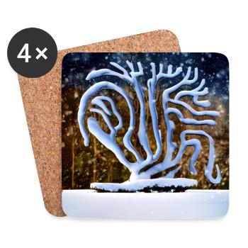 Alter Baum im Winter - Untersetzer (4er-Set) - Weiß - Vorne