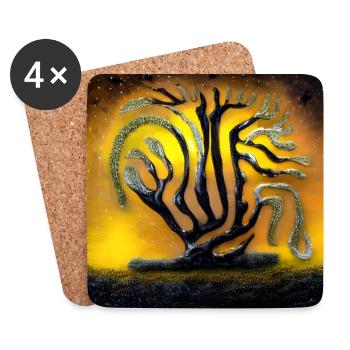 Alter Baum in der Nacht - Untersetzer (4er-Set) - Weiß - Vorne