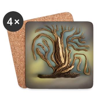 Bel arbre ancien - Dessous de verre (lot de 4) - blanc - Devant