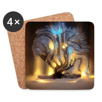 Alter Baum mit Lichtern - Untersetzer (4er-Set) - Weiß - Vorne