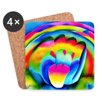 Arc-en-ciel à Pâques - Dessous de verre (lot de 4) - blanc - Devant