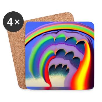 rainbow with great sun above - Coasters (set of 4) - white - Front