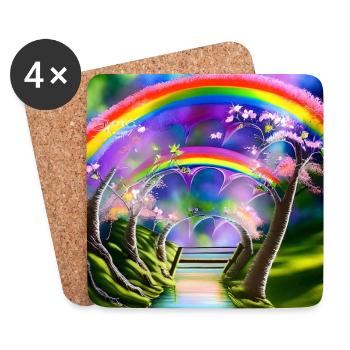 Arc-en-ciel au printemps - Dessous de verre (lot de 4) - blanc - Devant