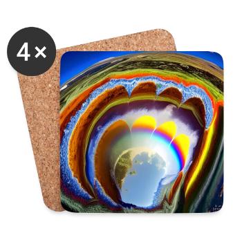 rainbow with sun from above - Coasters (set of 4) - white - Front