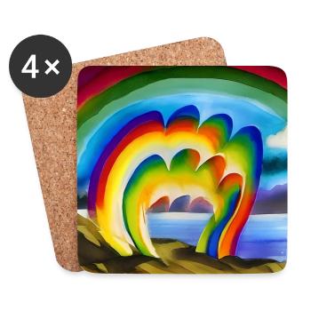 rainbow for artists with great sun above - Coasters (set of 4) - white - Front