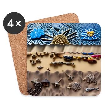Plage ensoleillée - Dessous de verre (lot de 4) - blanc - Devant