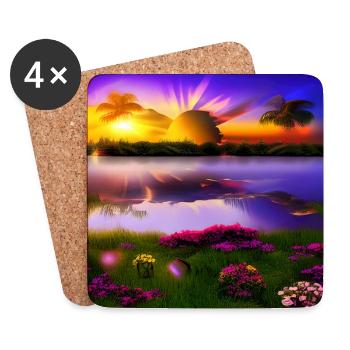 Sun setting over water - Coasters (set of 4) - white - Front