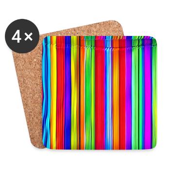 vertical thin strips of crazy colors - Coasters (set of 4) - white - Front