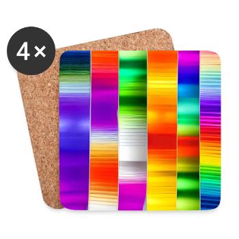 mix of crazy vertical colours - Coasters (set of 4) - white - Front
