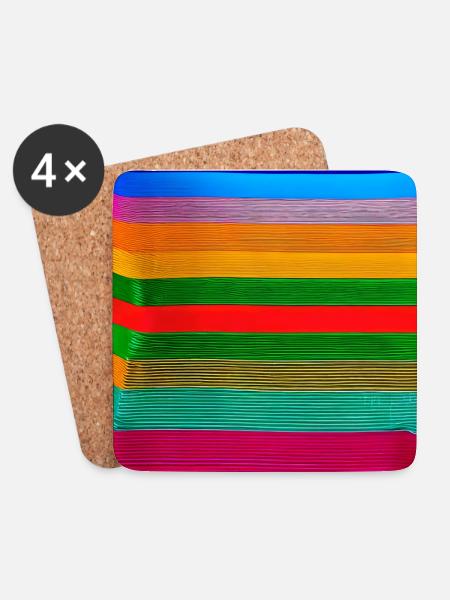 horizontal thick strips of crazy colours - Coasters (set of 4) - white