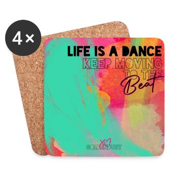 La vie est une danse continue de bouger au rythme XO727 - Dessous de verre (lot de 4) - blanc - Devant