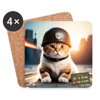 Stop War Love Cats - Untersetzer (4er-Set) - Weiß - Vorne