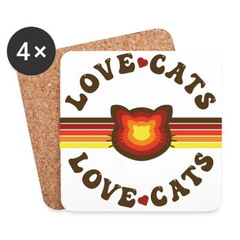 Retro Vibe Love Cats - Coasters (set of 4) - white - Front