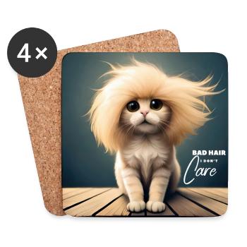 Bad Hair Cat - Untersetzer (4er-Set) - Weiß - Vorne