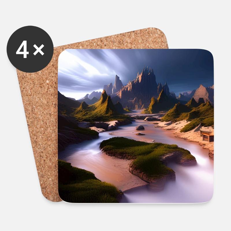 Cinematic fantasy landscape - Untersetzer (4er-Set) - Weiß