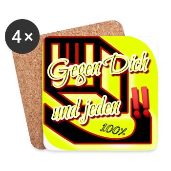 Gegen dich und jeden‼️ - 100% - Club WoW - Untersetzer (4er-Set) - Weiß - Vorne