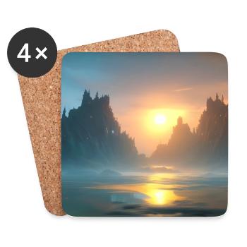 Coucher de soleil sur la baie - Dessous de verre (lot de 4) - blanc - Devant