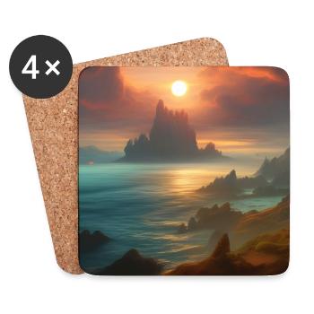 Sunset over the bay_02 - Coasters (set of 4) - white - Front