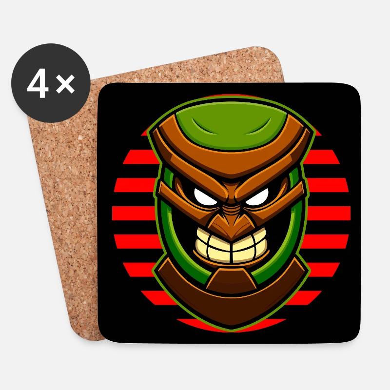 Tiki Statue - Untersetzer (4er-Set) - Weiß