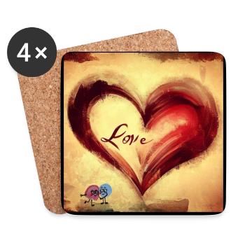 L’amour est si doux! Amour Mignon coeur Kunst Art - Dessous de verre (lot de 4) - blanc - Devant