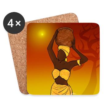Ambiance africaine - Dessous de verre (lot de 4) - blanc - Devant