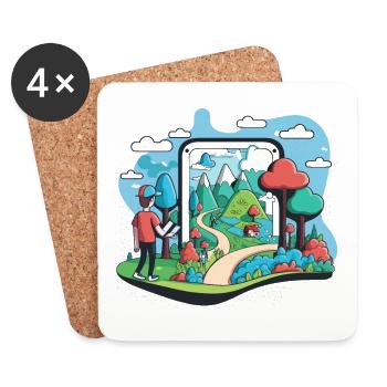 Augmented-Reality-Erkundung - Untersetzer (4er-Set) - Weiß - Vorne