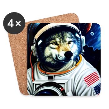 AstroWolf1 - Untersetzer (4er-Set) - Weiß - Vorne