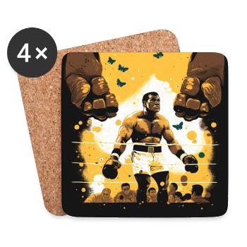 Boxer mit Schmetterlingen - Untersetzer (4er-Set) - Weiß - Vorne