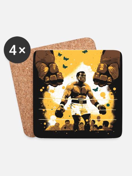 Boxer mit Schmetterlingen - Untersetzer (4er-Set) - Weiß