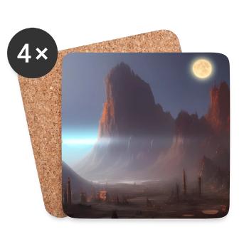 Ville sur la lune - Dessous de verre (lot de 4) - blanc - Devant