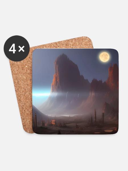 City on the moon - Coasters (set of 4) - white