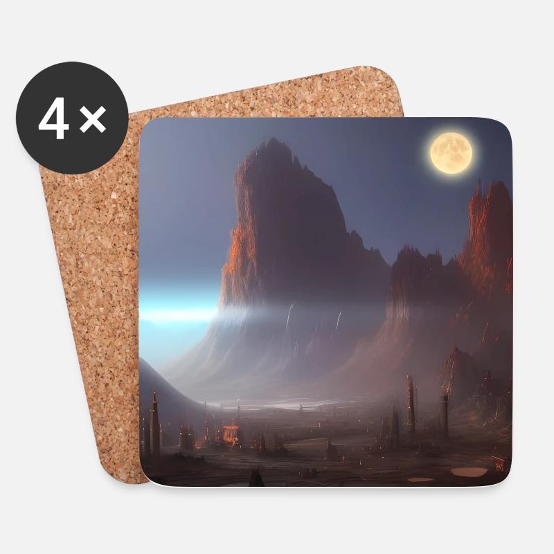City on the moon - Untersetzer (4er-Set) - Weiß