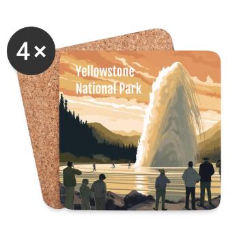 Yellowstone National Park - Sunset - Coasters (set of 4) - white - Front