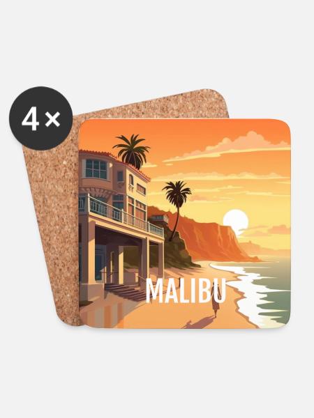 Malibu at sunset - Coasters (set of 4) - white
