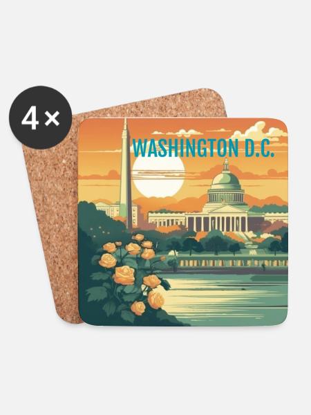 Washington D.C. at sunset - Coasters (set of 4) - white