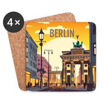 Berlin bei Sonnenuntergang - Untersetzer (4er-Set) - Weiß - Vorne