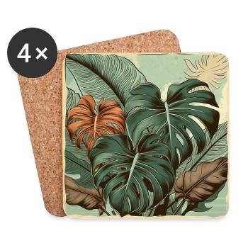Vintage Monstera Plants - Coasters (set of 4) - white - Front