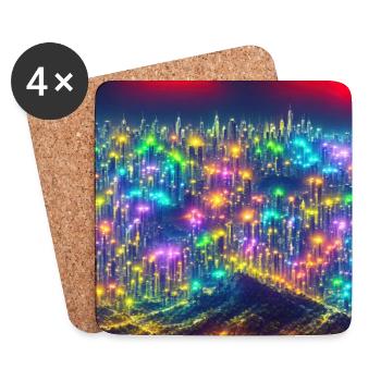 A bustling cityscape of neonlit skyscrap - Untersetzer (4er-Set) - Weiß - Vorne