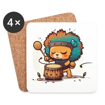 Lion Drummer - Coasters (set of 4) - white - Front